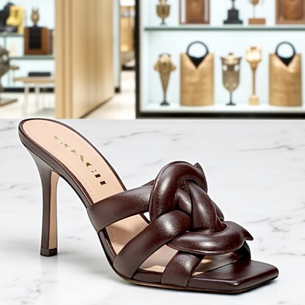 Coach Women's Kellie Maple Leather Knot Mule Sandal 5